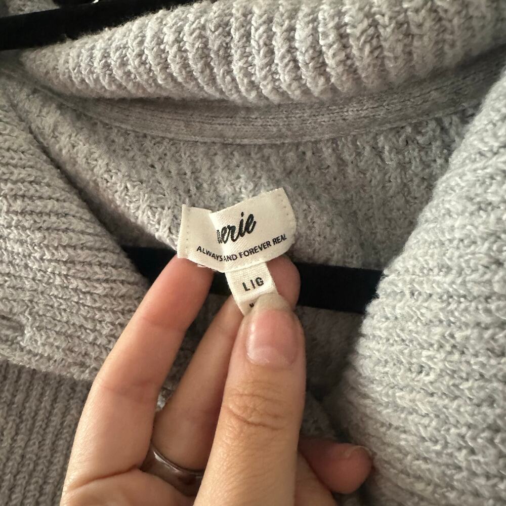 Aerie CozyUp Waffle Button Pullover Sweater Gray Size Large Cozy - Picture 3 of 6